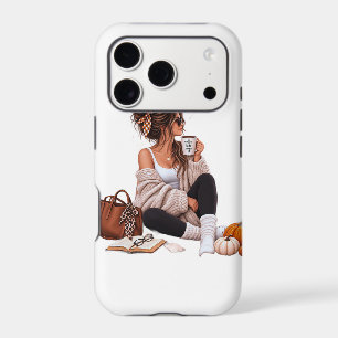 Cozy Autumn Coffee Girl Fall Aesthetic Art iPhone 17 Pro Case
