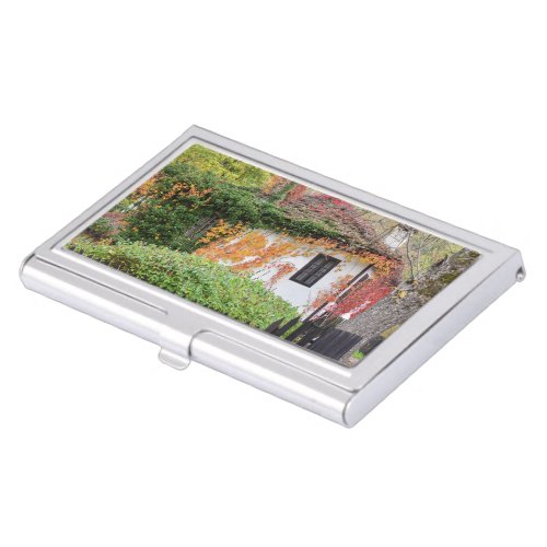 Cozy Autumn Cottage Countryside Architecture Business Card Case