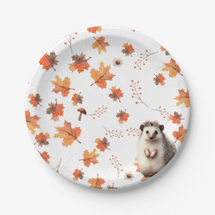 Cozy Autumn Delights - Hedgehog & Fall Foliage Paper Plates