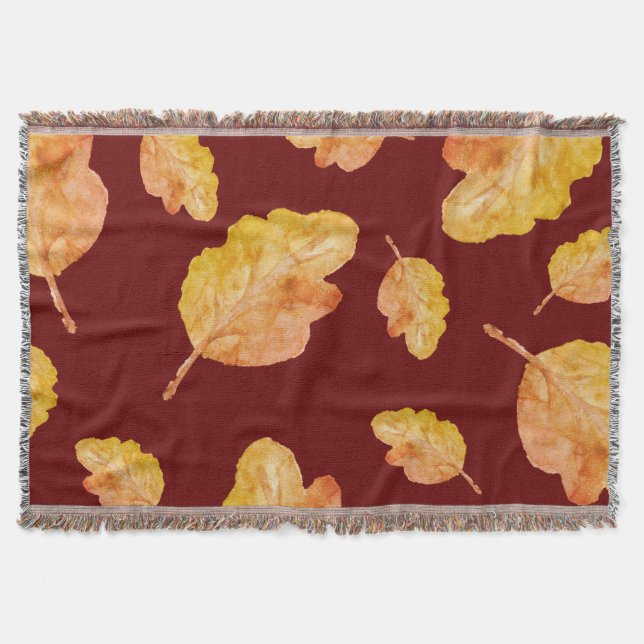 Cozy Autumn Fall Leaves Throw Blanket (Front)