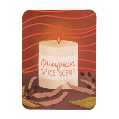 Cozy Autumn Fall Pumpkin Spice Candle Illustration Magnet