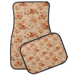 Cozy Autumn Floral Pattern Car Floor Mat