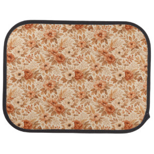 Cozy Autumn Floral Pattern Car Floor Mat