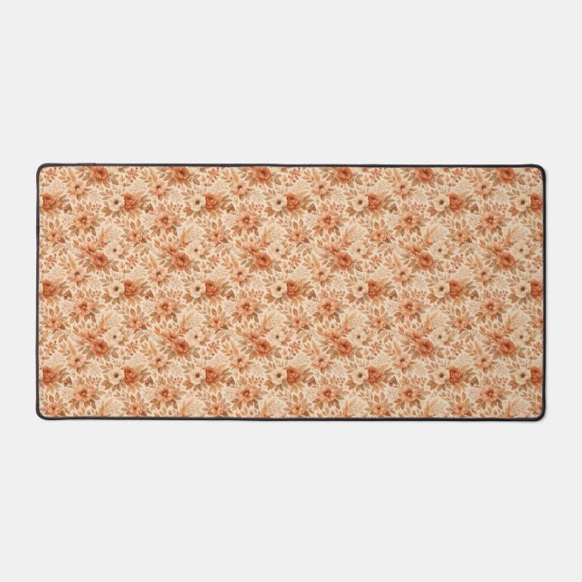 Cozy Autumn Floral Pattern Desk Mat (Front)