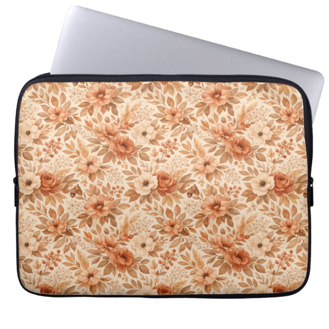 Cozy Autumn Floral Pattern Laptop Sleeve (Front)