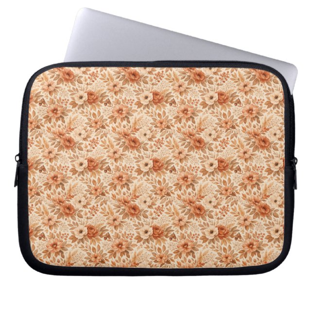 Cozy Autumn Floral Pattern Laptop Sleeve (Front)