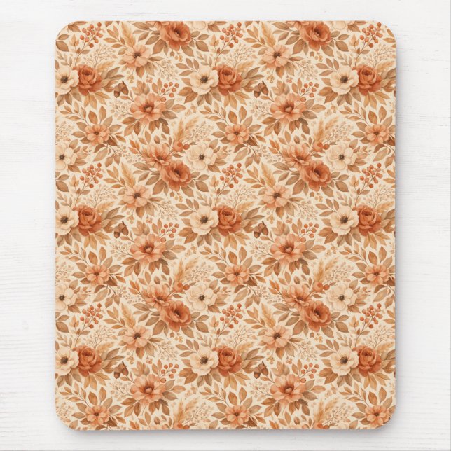 Cozy Autumn Floral Pattern Mouse Pad (Front)