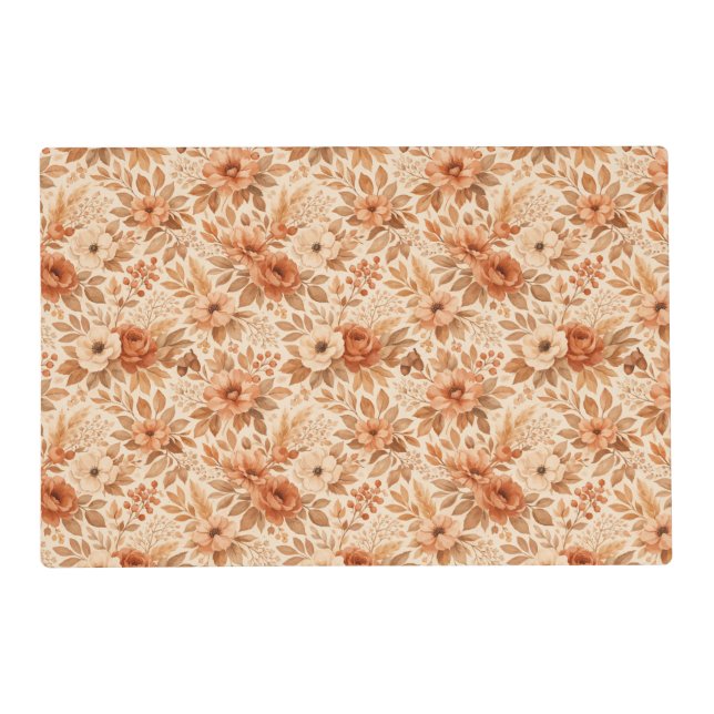 Cozy Autumn Floral Pattern Placemat (Front)