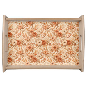 Cozy Autumn Floral Pattern Serving Tray