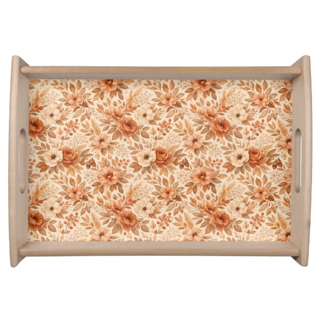 Cozy Autumn Floral Pattern Serving Tray (Front)