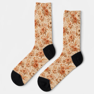 Cozy Autumn Floral Pattern Socks