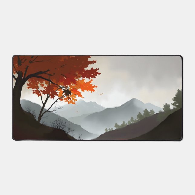 Cozy Autumn Forest Desk Mat - Fall Season Large De (Front)