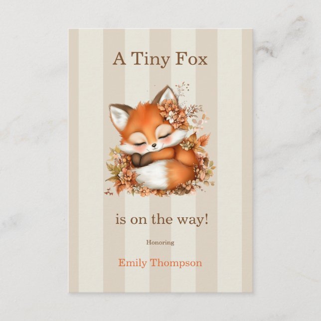 Cozy Autumn Fox Baby Shower Cozy Woodland Party Enclosure Card (Front)
