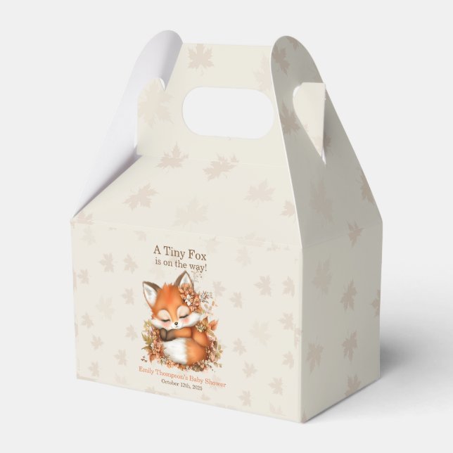 Cozy Autumn Fox Baby Shower Cozy Woodland Party Favor Boxes (Front Side)