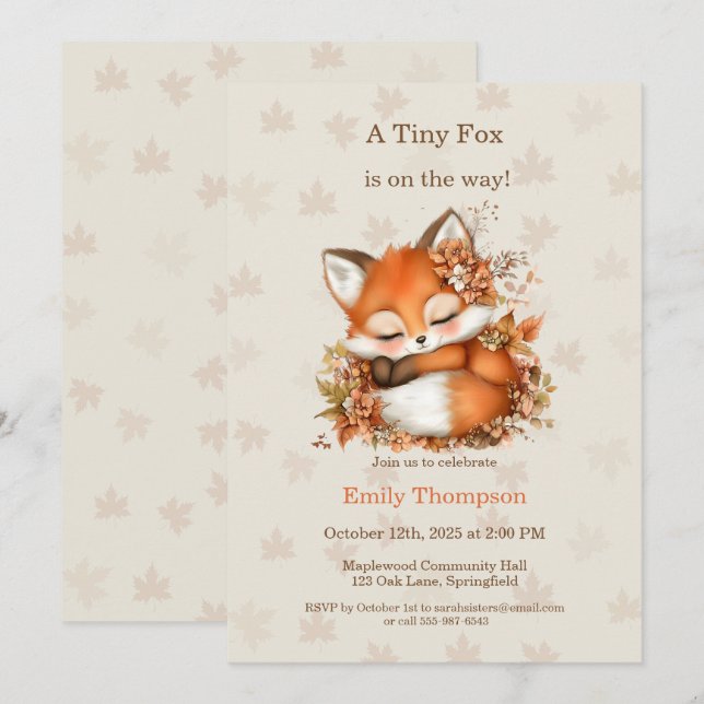 Cozy Autumn Fox Baby Shower Cozy Woodland Party Invitation (Front/Back)