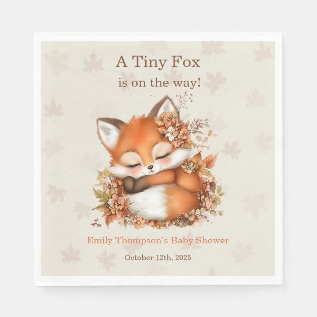 Cozy Autumn Fox Baby Shower Cozy Woodland Party Napkins (Front)