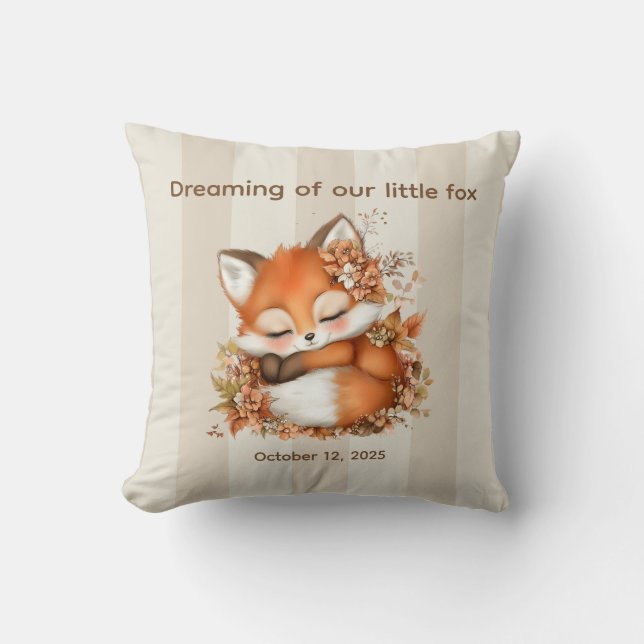 Cozy Autumn Fox Baby Shower Cozy Woodland Party Throw Pillow (Front)