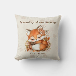 Cozy Autumn Fox Baby Shower Cozy Woodland Party Throw Pillow