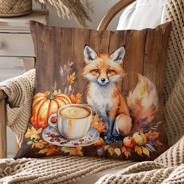Cozy Autumn Fox Throw Pillow (Creator Uploaded)
