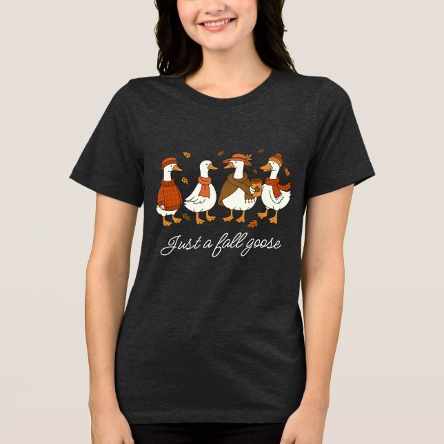 Cozy Autumn Geese – Fall Season Animal Illustratio Tri-Blend Shirt (Front)
