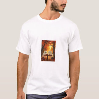Cozy Autumn Ghost Date Cafe Digital Oil Painting A T-Shirt