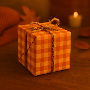 Cozy Autumn Gingham Plaid Seamless Pattern Wrapping Paper