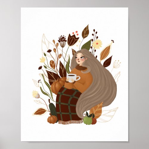Cozy Autumn Girl Poster