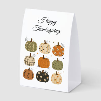 Cozy Autumn Harvest Watercolor Pumpkin Paper Table Tent