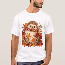 Cozy Autumn Hedgehog Coffee Cup T-Shirt
