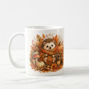 Cozy Autumn Hedgehog Watercolor Art Coffee Mug