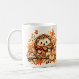 Cozy Autumn Hedgehog Watercolor Art Coffee Mug