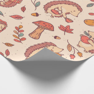 Cozy Autumn Hedgehog Wrapping Paper