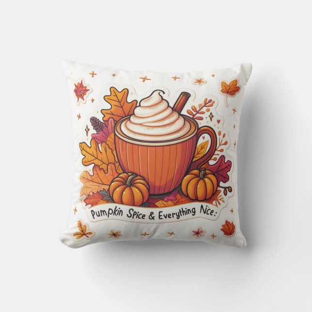 Cozy Autumn Home Decor Pumpkin Spice  Throw Pillow (Front)