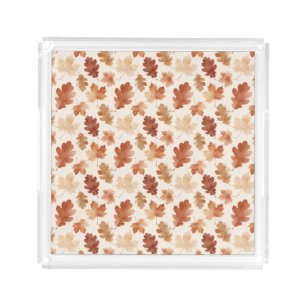Cozy Autumn Leaf Pattern Acrylic Tray