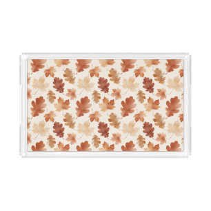 Cozy Autumn Leaf Pattern Acrylic Tray