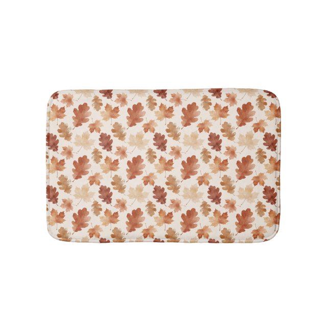 Cozy Autumn Leaf Pattern Bath Mat (Front)
