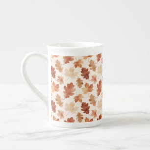 Cozy Autumn Leaf Pattern Bone China Mug