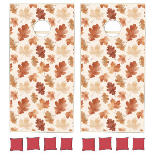 Cozy Autumn Leaf Pattern Cornhole Set