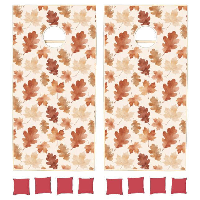 Cozy Autumn Leaf Pattern Cornhole Set (Set)