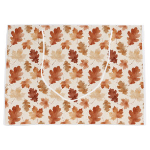 Cozy Autumn Leaf Pattern Large Gift Bag