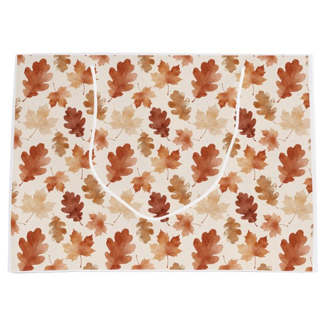Cozy Autumn Leaf Pattern Large Gift Bag (Front)