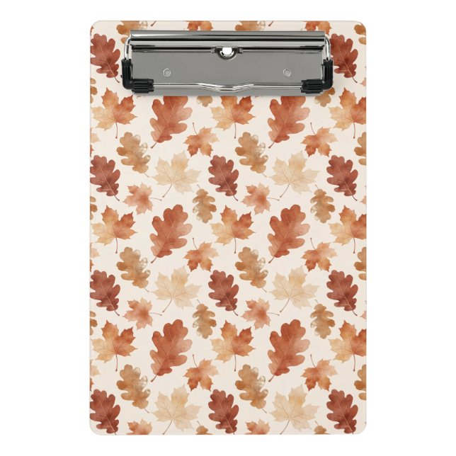 Cozy Autumn Leaf Pattern Mini Clipboard (Front)