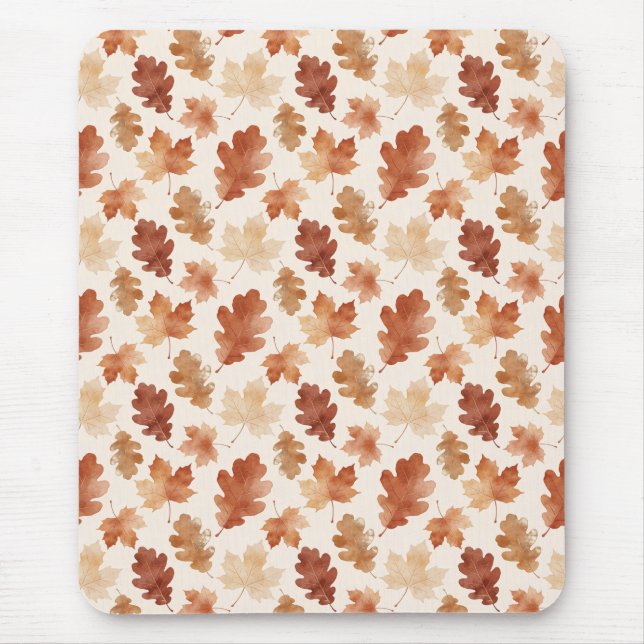 Cozy Autumn Leaf Pattern Mouse Pad (Front)