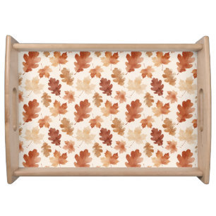 Cozy Autumn Leaf Pattern Serving Tray