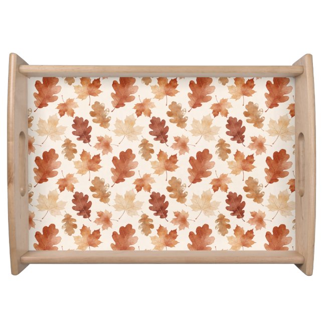 Cozy Autumn Leaf Pattern Serving Tray (Front)
