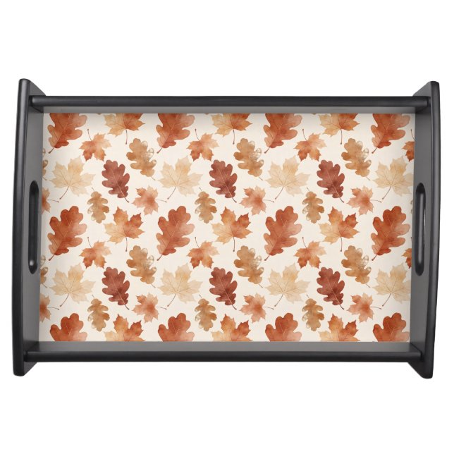 Cozy Autumn Leaf Pattern Serving Tray (Front)