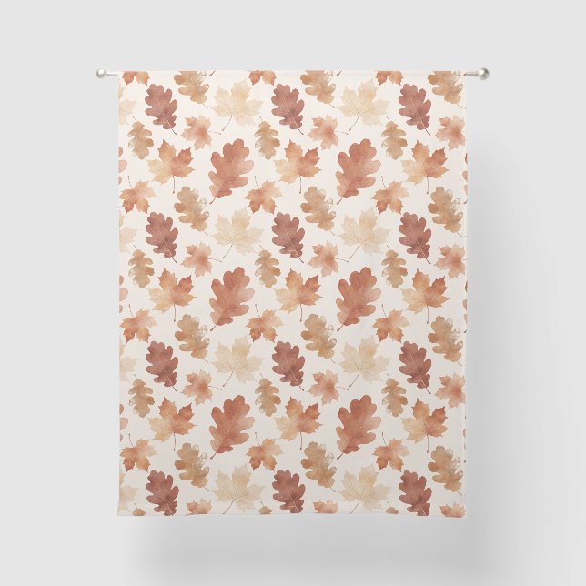 Cozy Autumn Leaf Pattern Sheer Curtains (Front)