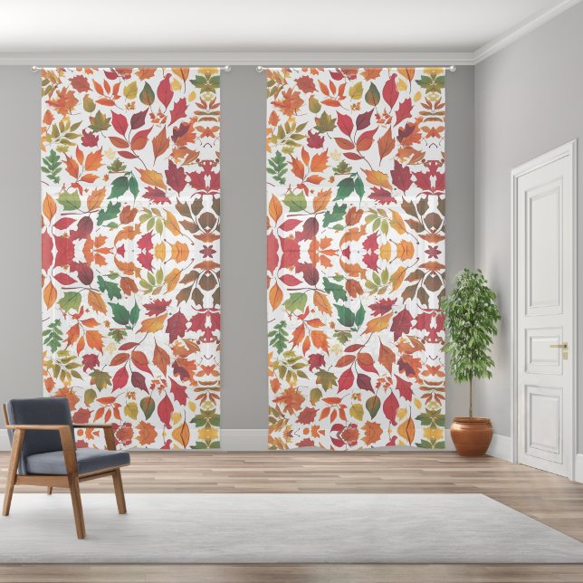 Cozy Autumn Leaf Pattern Sheer Curtains (Wide)