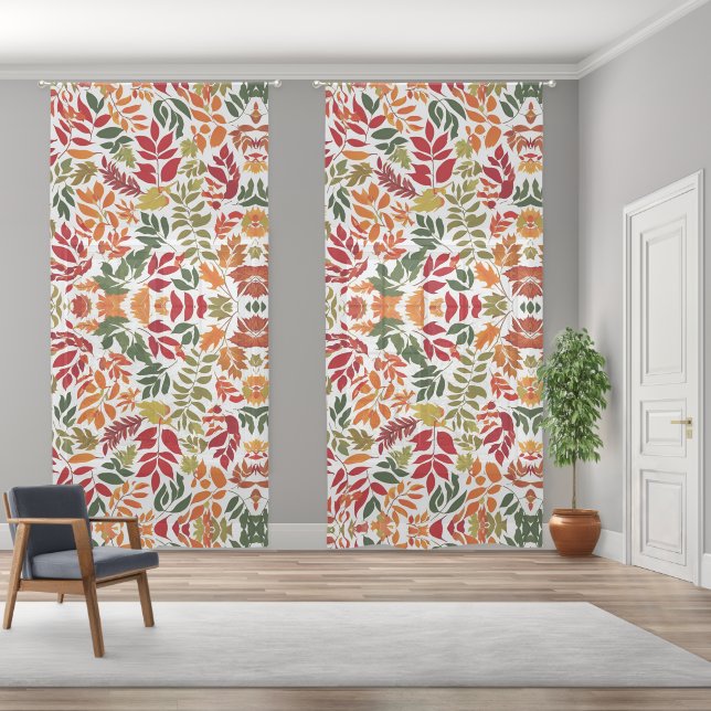 Cozy Autumn Leaf Pattern Sheer Curtains (Wide)