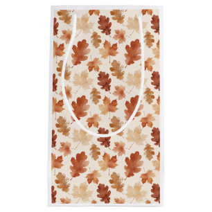 Cozy Autumn Leaf Pattern Small Gift Bag